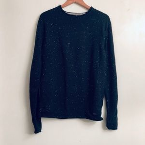 Globe Rolled Neck Speckled Knitted Sweater Navy